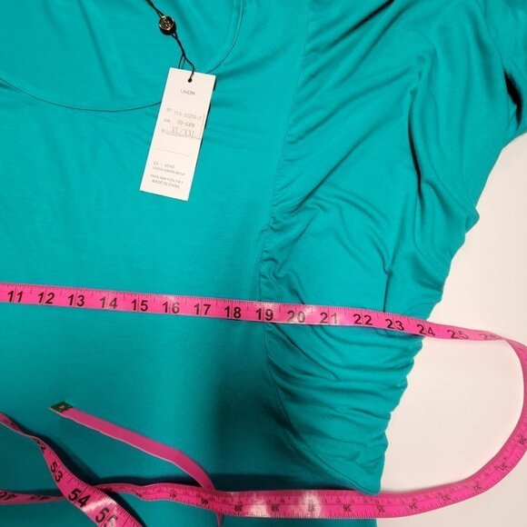 Turquoise Cotton Short Sleeve Batwing Sleeve Blouse Top- Size M Size XL - NWT - Picture 9 of 9